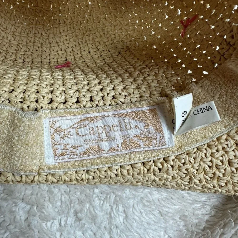 Cappelli Straworld Floral Embroidered Straw Hat Boho Festival Beachy - Picture 12 of 12